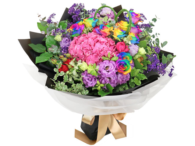 Florist Flower Bouquet - Flower Shop Rainbow Rose Bouquets RB66 - BL0217A2 Photo