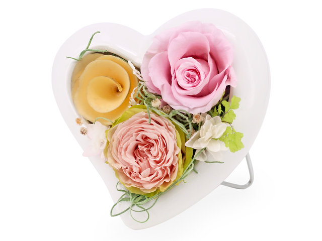 Preserved Forever Flower - Heart shape preserved flower decoration M62 - PR0103A2 Photo