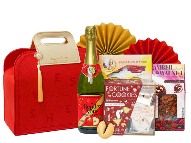 Wine n Food Hamper - All The Best New Year Wine And Food Gift Bag FH263 - HR0206A4 Photo