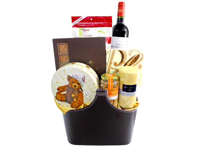 Wine n Food Hamper - Delicate Fancy Wine And Pastry Gift Hamper FH65 - L133845 Photo